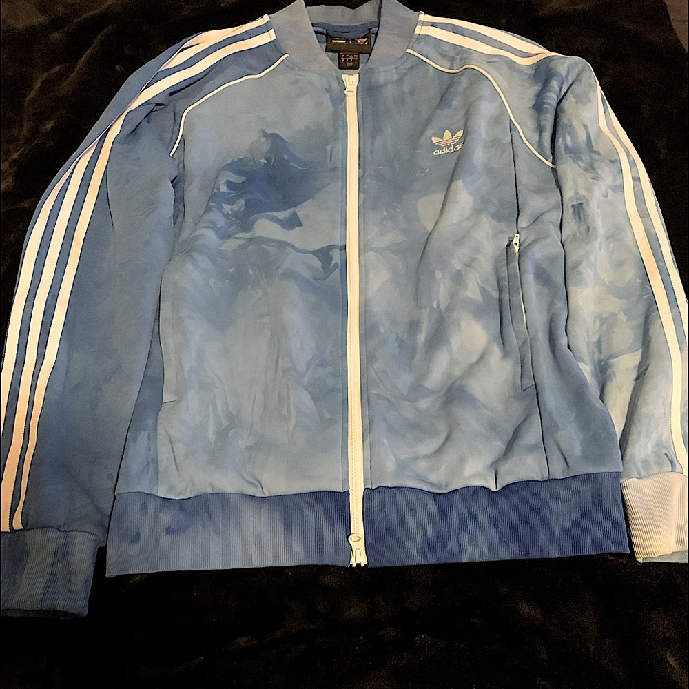 Adidas Large 3 stripped zip up jacket